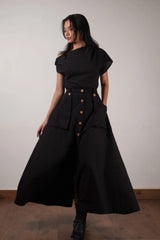 Black One Shoulder Skirt Set
