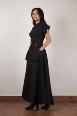 Black One Shoulder Skirt Set