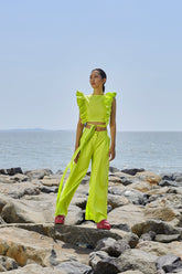 Neon Green Ruffle Top