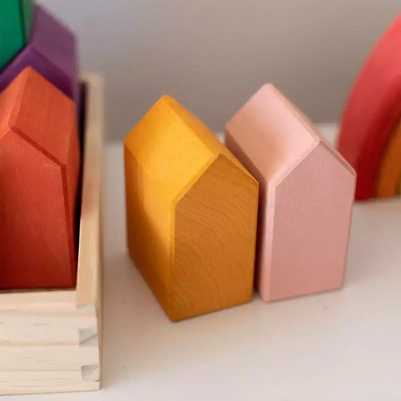 Rainbow Wooden House Set Rainbow Wooden House Set
