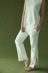 Cotton Cashmere Side Slit Trousers