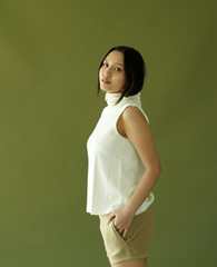Cotton Cashmere Turtleneck Tank