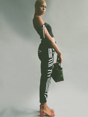 High Waisted Recycled Painted Jeans, Black Denim
