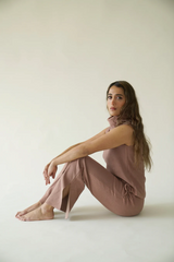 Cotton Cashmere Side Slit Trousers