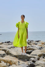 Load image into Gallery viewer, Neon Green Ruffle Sleeve Dress