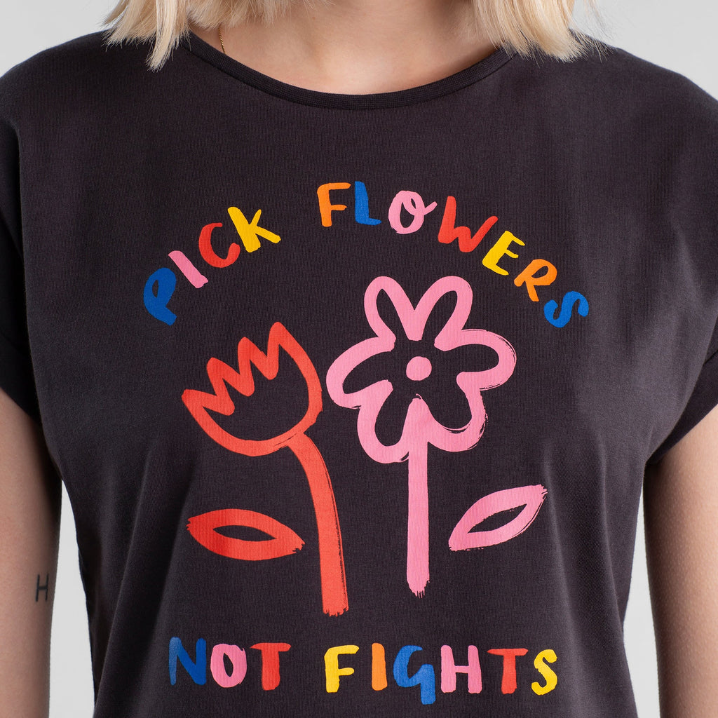 T-shirt Visby Flowers Charcoal
