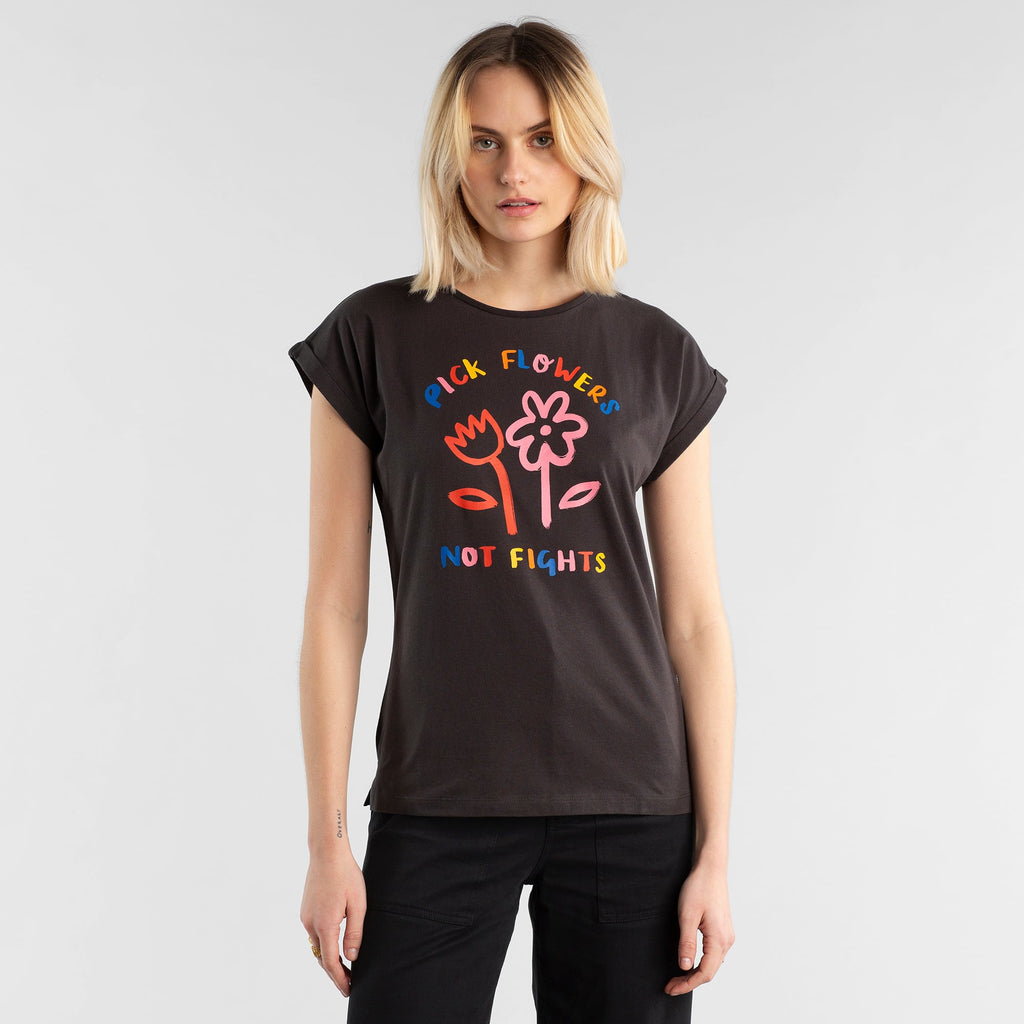 T-shirt Visby Flowers Charcoal