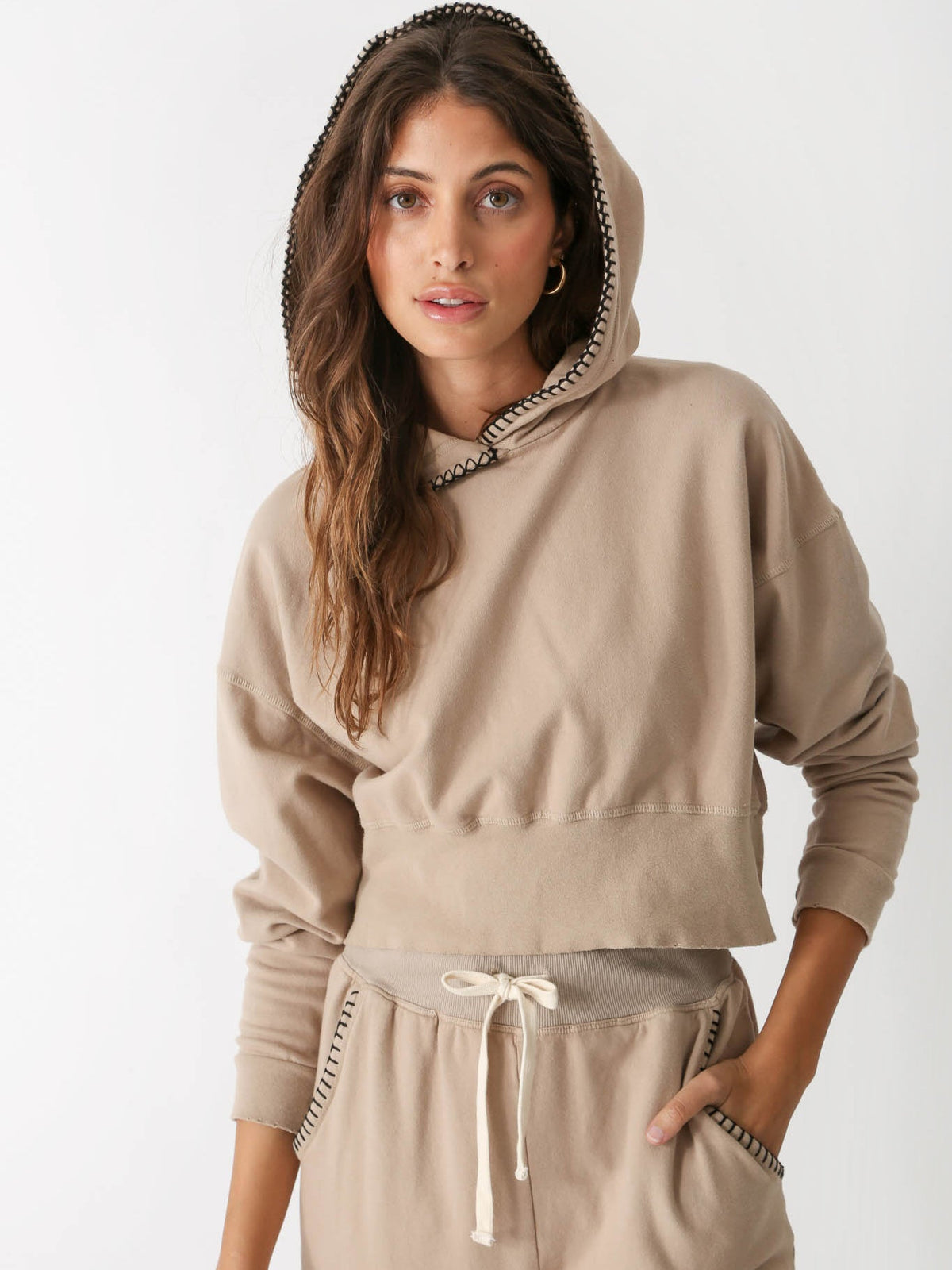 Coastline Cropped Hoodie - Sand