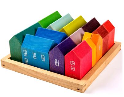 Rainbow Wooden House Set